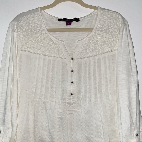 Gloria Vanderbilt Lace Trim Peasant Blouse Top - Picture 5 of 14